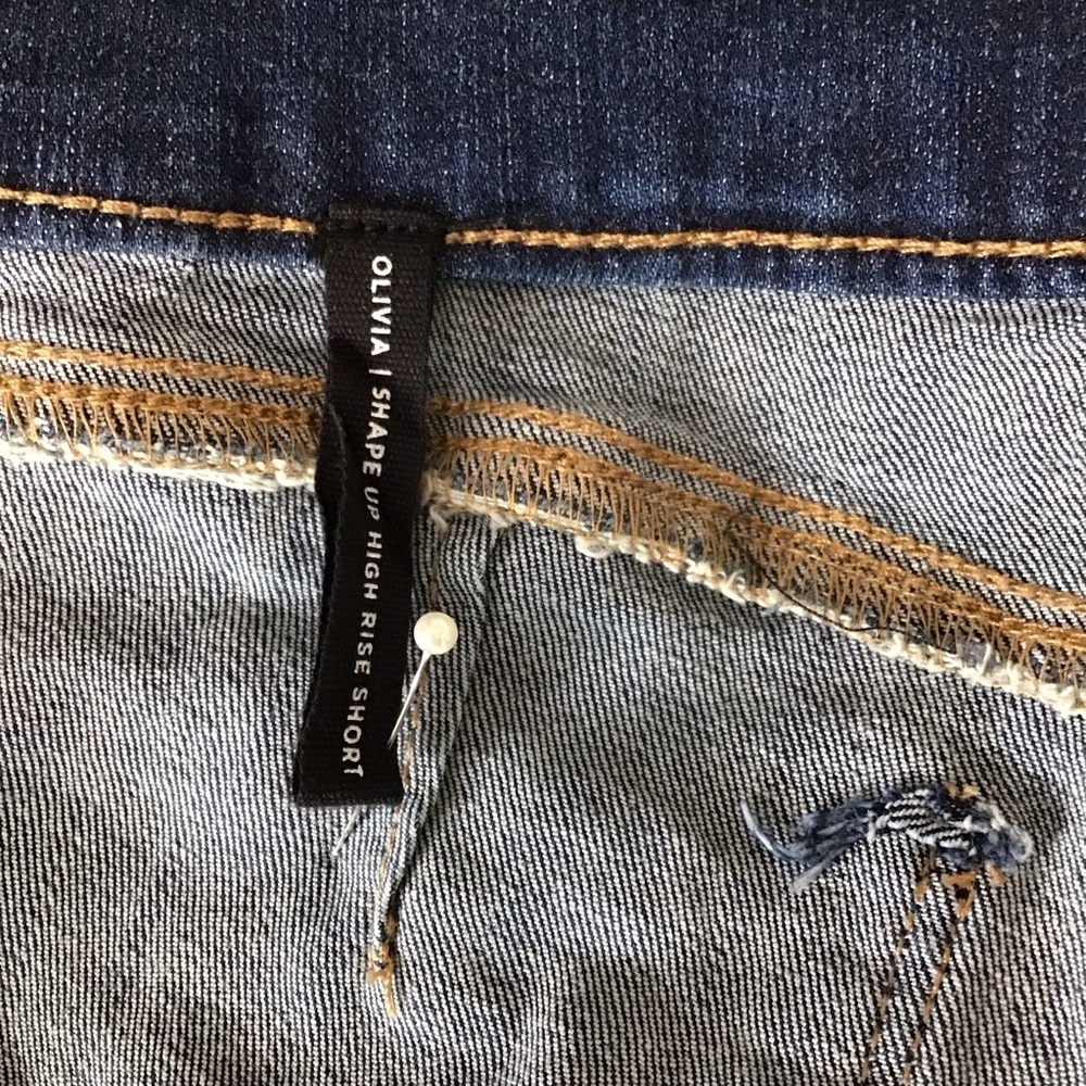 Bluenotes Olivia Dark Blue Distressed High Rise Jean Shorts - Picture 10 of 11